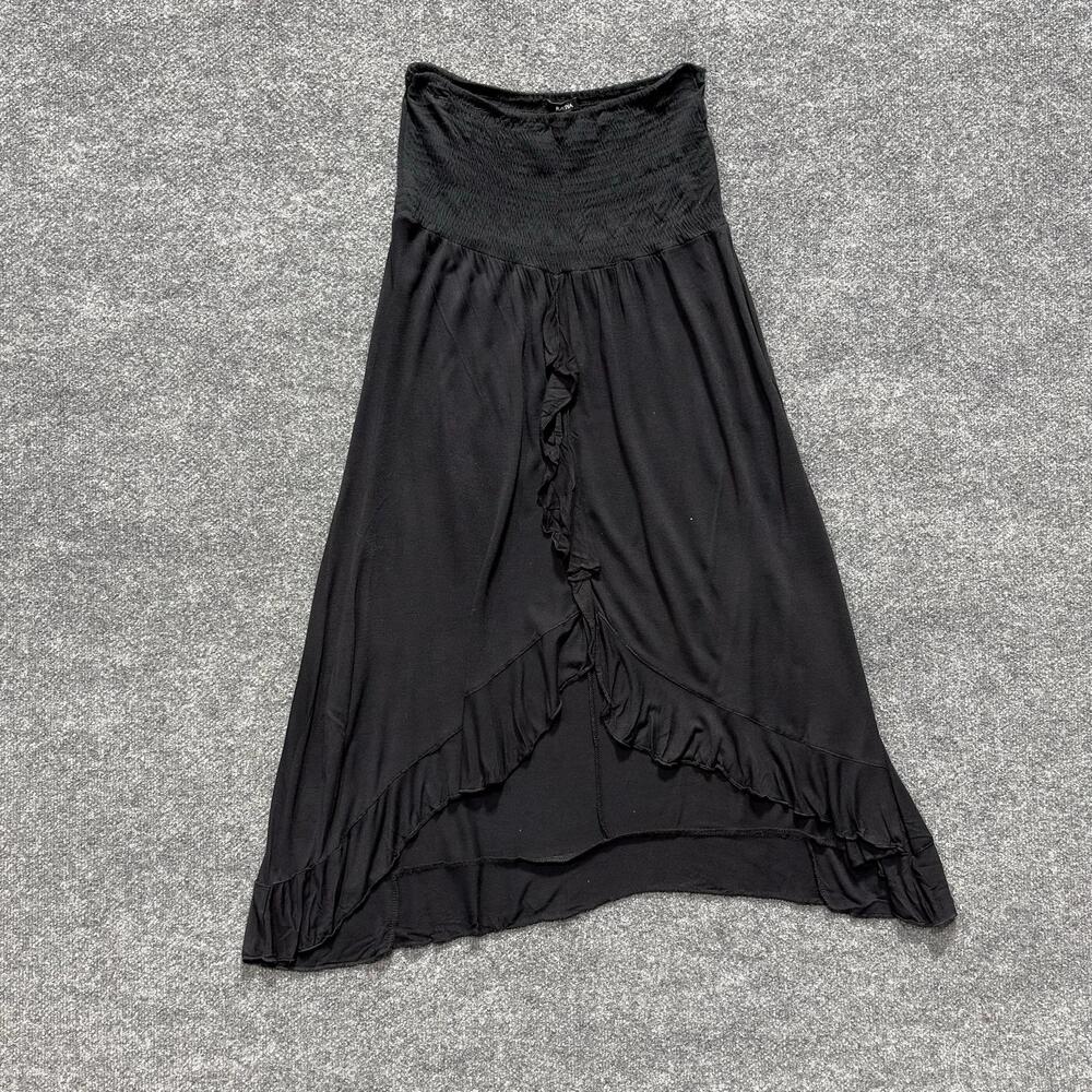 Raviya Skirt Womens S Black High Low Convertible Dress Midi Skirt Smocked Cover